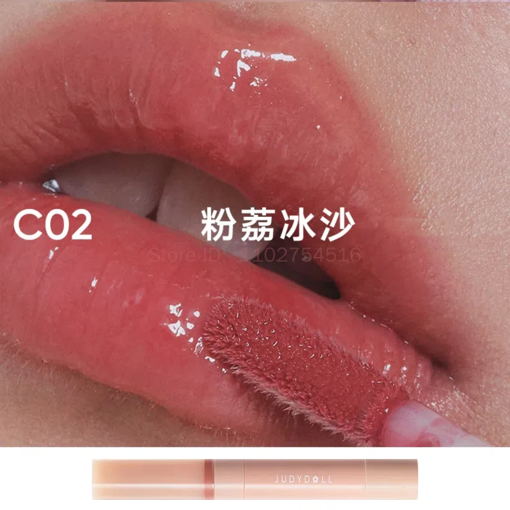 Judydoll Double Head Lip Gloss Lip Liner 2-in-1 Mirror Water Gloss Red Contour Makeup Waterproof Long Lasting Lipstick Cosmetics