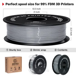 Premium TPU 3D Printer Flexible Filament - 1kg Spool, 1.75mm, Non-Toxic, Vacuum Packed, Shore Hardness 95A (Gray)