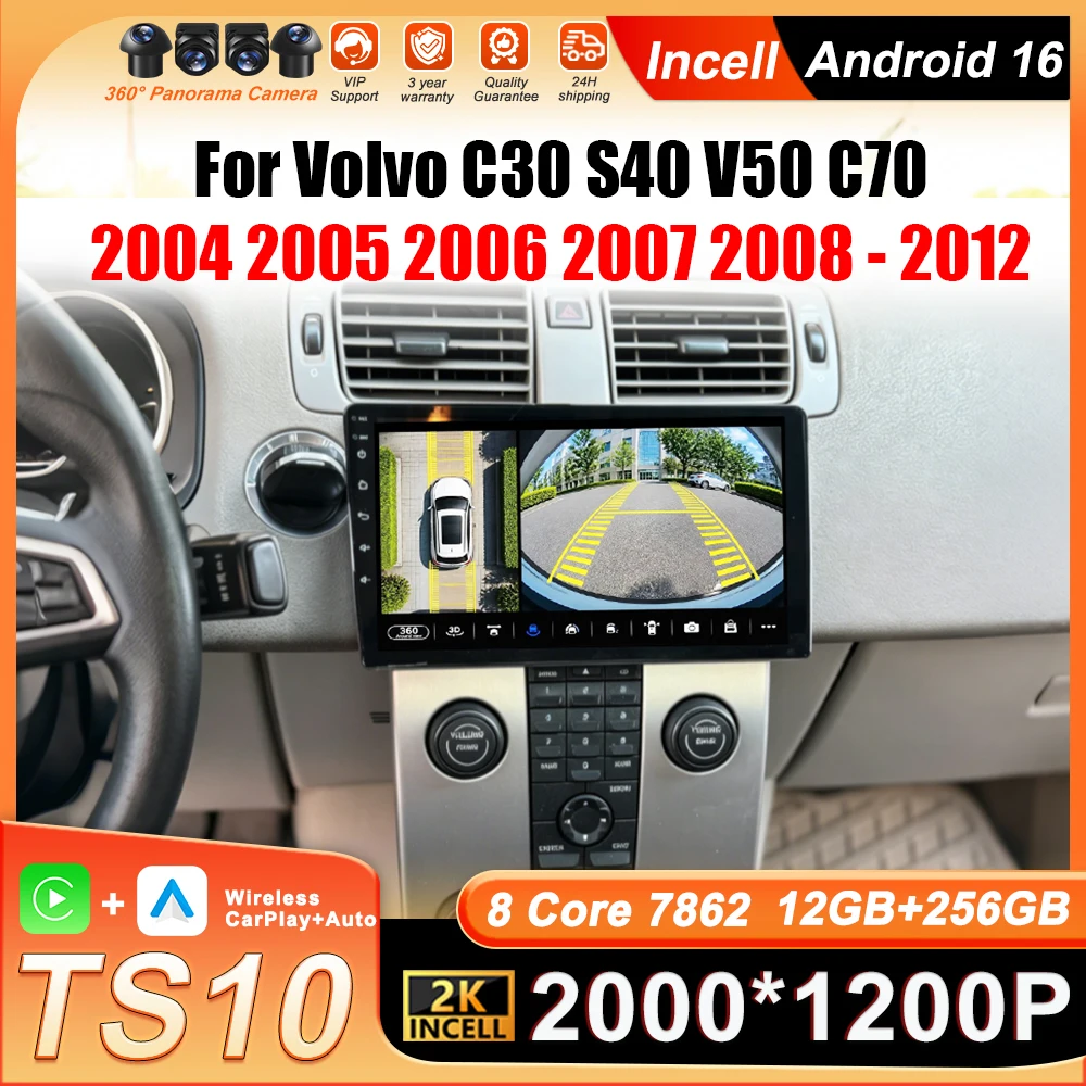 Radio Multimedia para Auto con Android 16 para Volvo C30 S40 V50 C70 2004 2005 2006 2007 2008 - 2012, Autoradio con GPS, Navegación, 4G, Wifi y FM 1