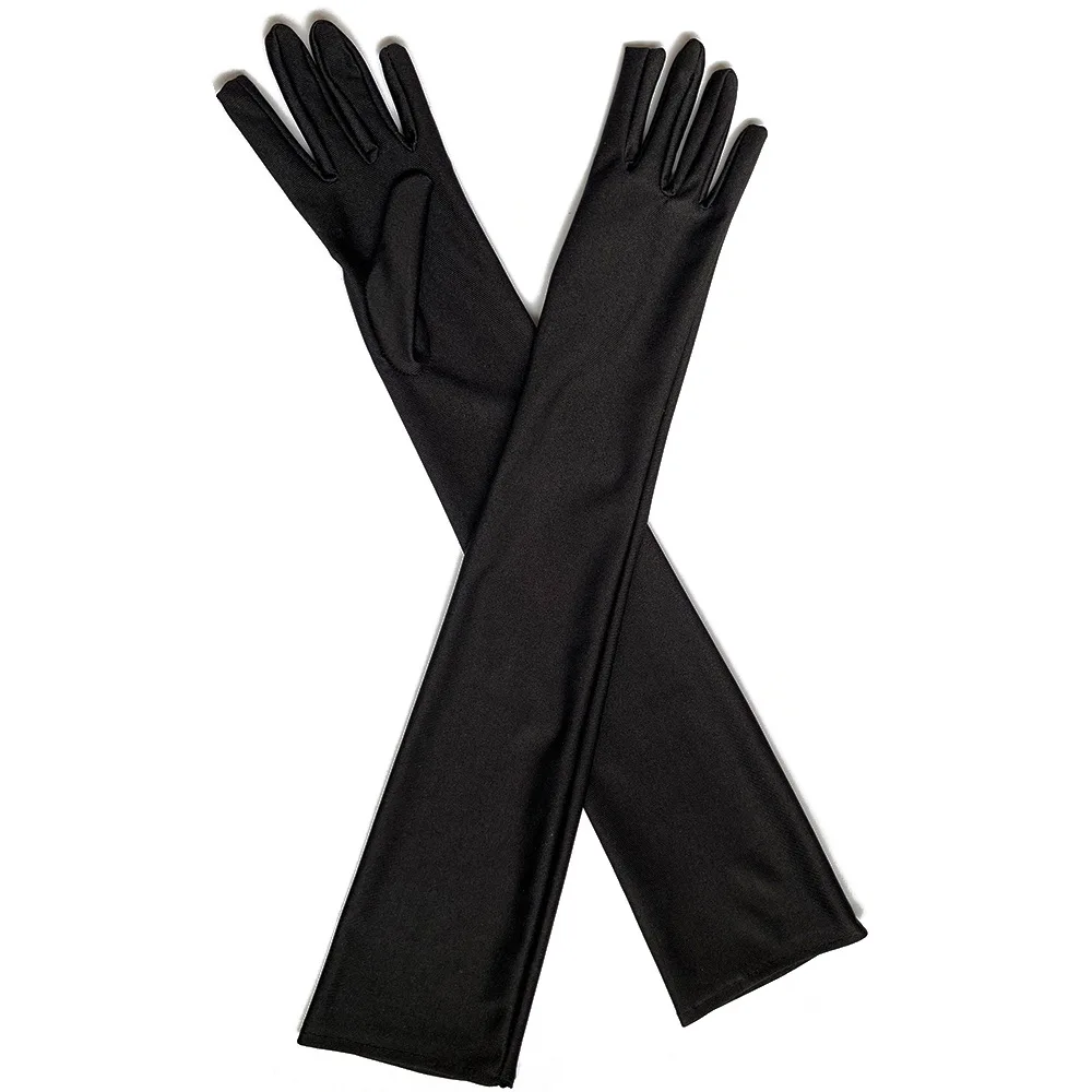 CALFOVERA Gants Courts En Cuir Synthétique Noir Brillant Métallisé Pour Femme Et Fille Style Rock Extensibles Style Gothique Punk Demi Paume Pour Déguisement D'halloween Fête Cosplay