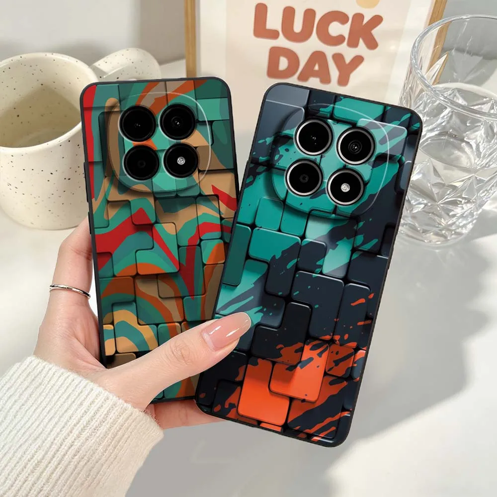 Fashion Creative Color Block Phone Case - Black Soft Cover
