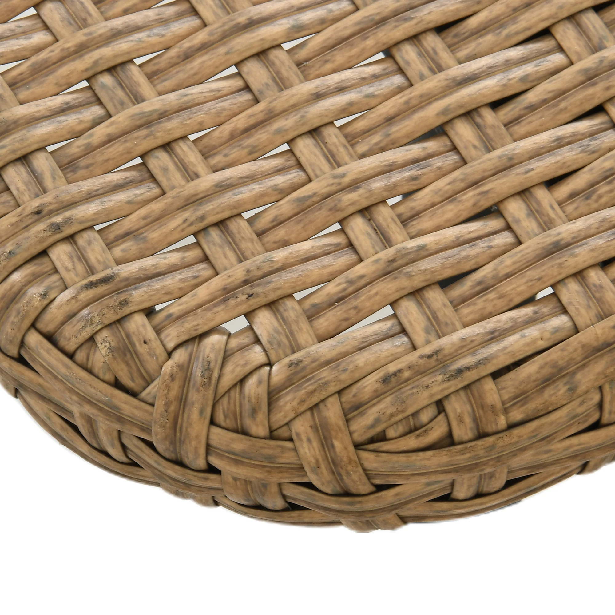 4 Pieces Patio L-Shaped Sofa Furniture Set Rattan Woven Patio Conversation Set