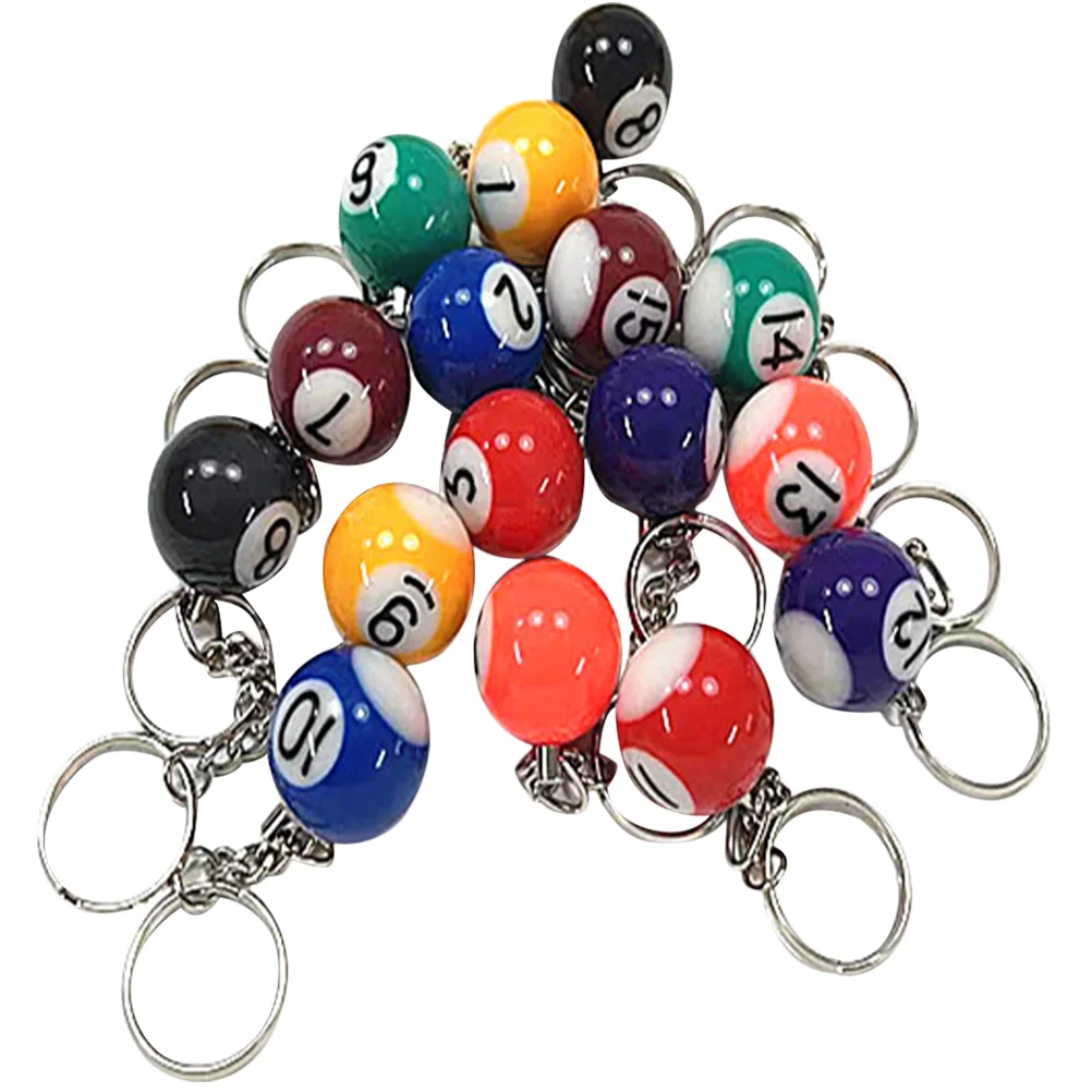 16 Pcs Pool Accessories Billiards Snooker Keychain Ornament Jewelry Handbag Charm Billards Gift Pendants Mini women and girls pu leather horse hoof horseshoe keychain handbag key chains keyring holder charm bag purse accessories