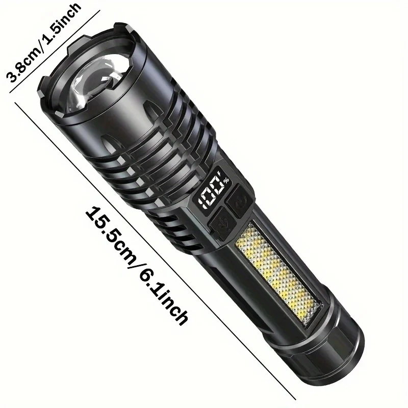 Led Flashlights Xiaomi High Power Rechargeable Led Flashlight With Side Light Torch Portable Emergency Lighting For Camping Hiking