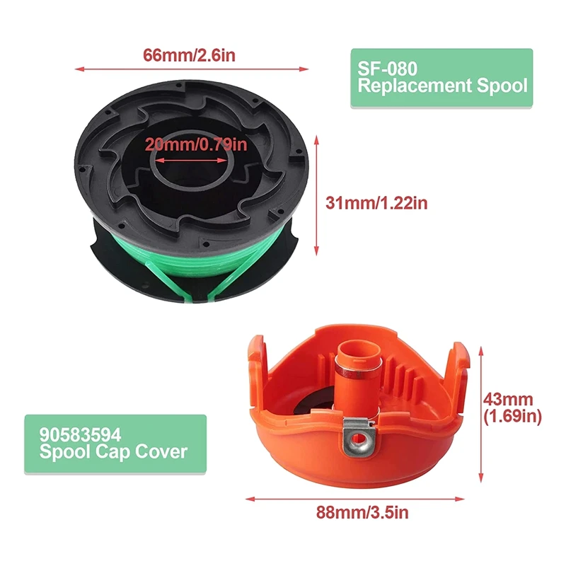 SF-080 Trimmer Replacement Spools For Black+Decker SF-080-BKP GH3000  GH3000R LST540 LST540B Weed Eater 20Ft 0.080Inch - AliExpress