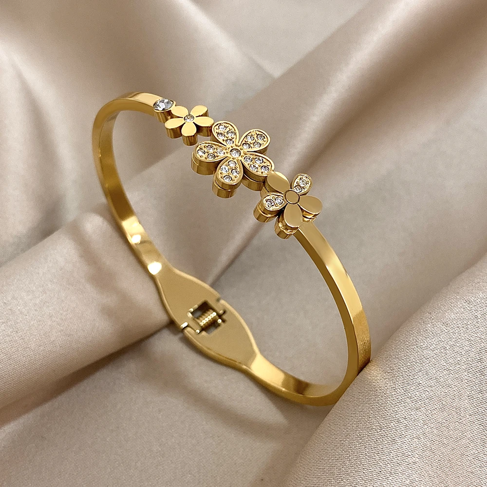 Bracciale Con Ciondolo Margherita In Acciaio Inox Per Donne E Ragazze – Gioiello Promessa, Regalo Per Compleanno E Matrimonio – Dorato - 3