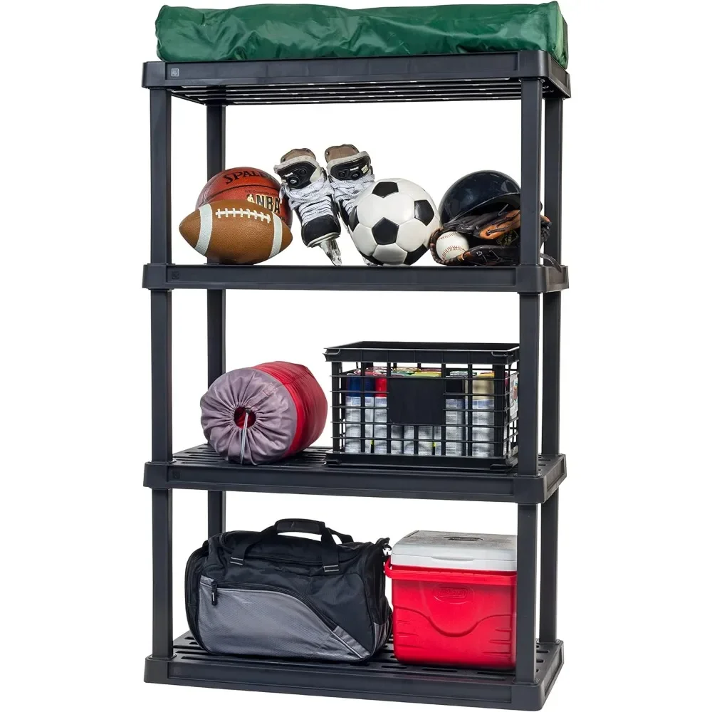 USA 4-Tier Heavy Duty Shelving Unit, 48" Fixed Height, Large Storage Shelf Organizer for Home, Garage, Basement, Laundry,