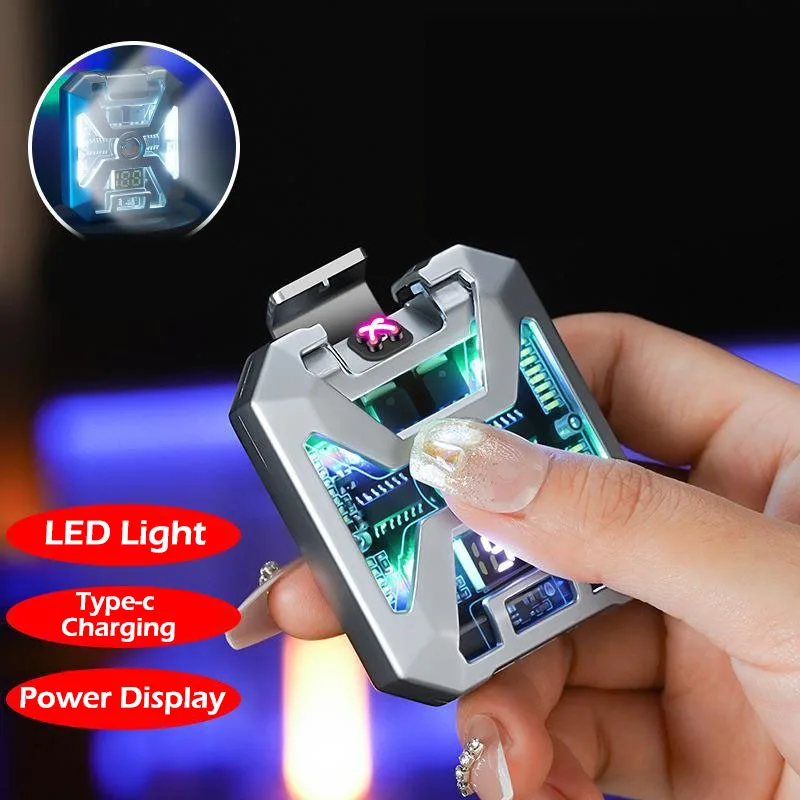 

Outdoor Self Defense Electronic Lighter with LED Light Windproof Arc Cigarette Lighter Type-C Charging Creative Gifts