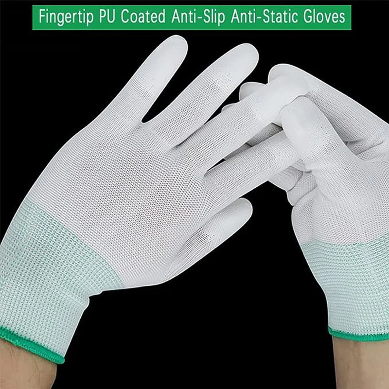 Car Wrapping Gloves 1Pair Car Vinyl Wrap Gloves Anti-Static Window Tinting Film Install Nylon PU Coated Fingertip Work Tools