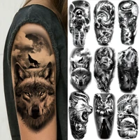 1 Sheet Wolf Lion Astronaut Temporary Tattoos For Men Women Adults Fake Tattoo Sticker Planet Galaxy Universe Outer Space