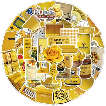 10/30/50pcs Del Fumetto Giallo Adesivo Ins Stile Carino Decalcomanie FAI DA TE Impermeabile Telefono Frigo Valigia Notebook Laptop Bici Per Bambini adesivo