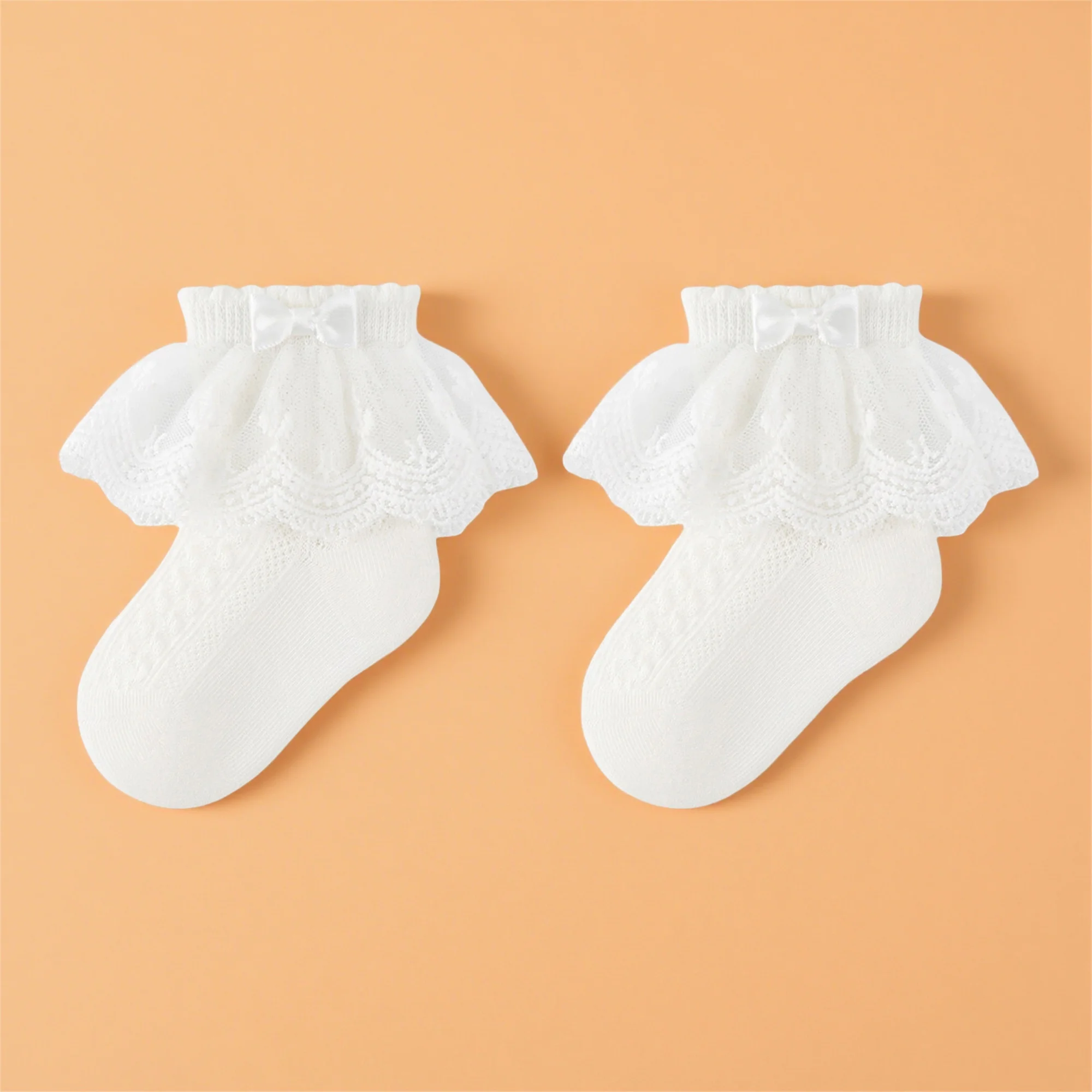 Cute Baby Girl Lace Ruffle Socks Soft Breathable Frilly Princess Socks for Toddlers and Kids Ages 0-8 Years Old