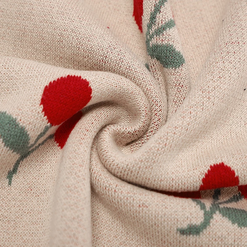 Cute Cherry Print Infant Throws Shawls Skin-friendly Muslin Baby Boys & Girls Swaddle Blankets 0-24 Months Baby Security Blanket 5