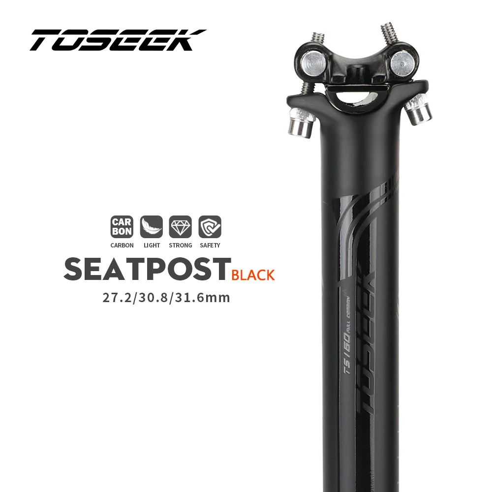 TOSEEK ZF-One Carbon bike seat post 27.2/30.8/31.6mm Matte Black MTB/Road Bike Length 280mm Seat Tube Bicycle Parts