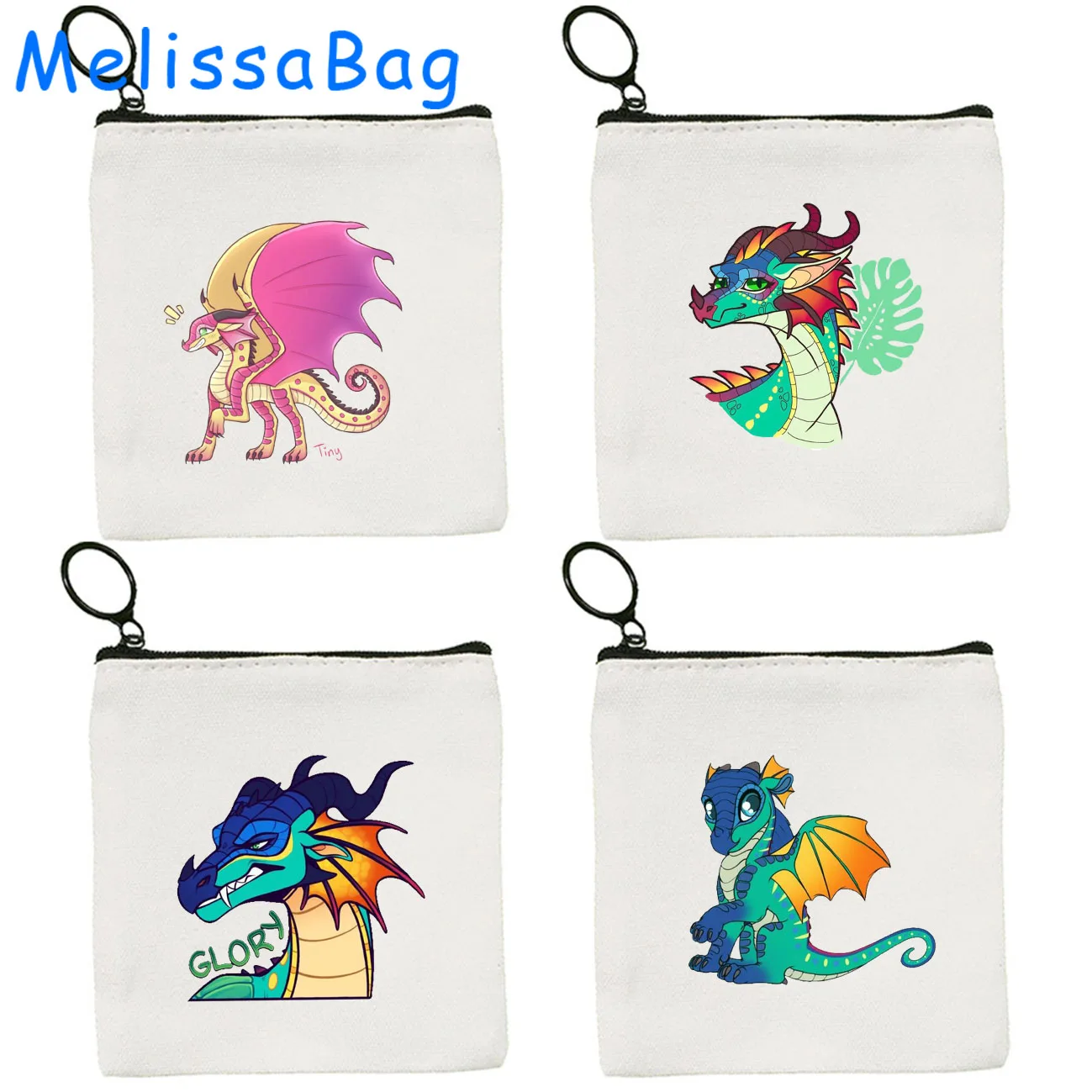 Cute Cartoon Dragons Wings Of Fire Fan Gifts Glory Pericolo Sunny Tsunami Turtle Winter Canvas Portamonete Portachiavi Borsa Portafoglio
