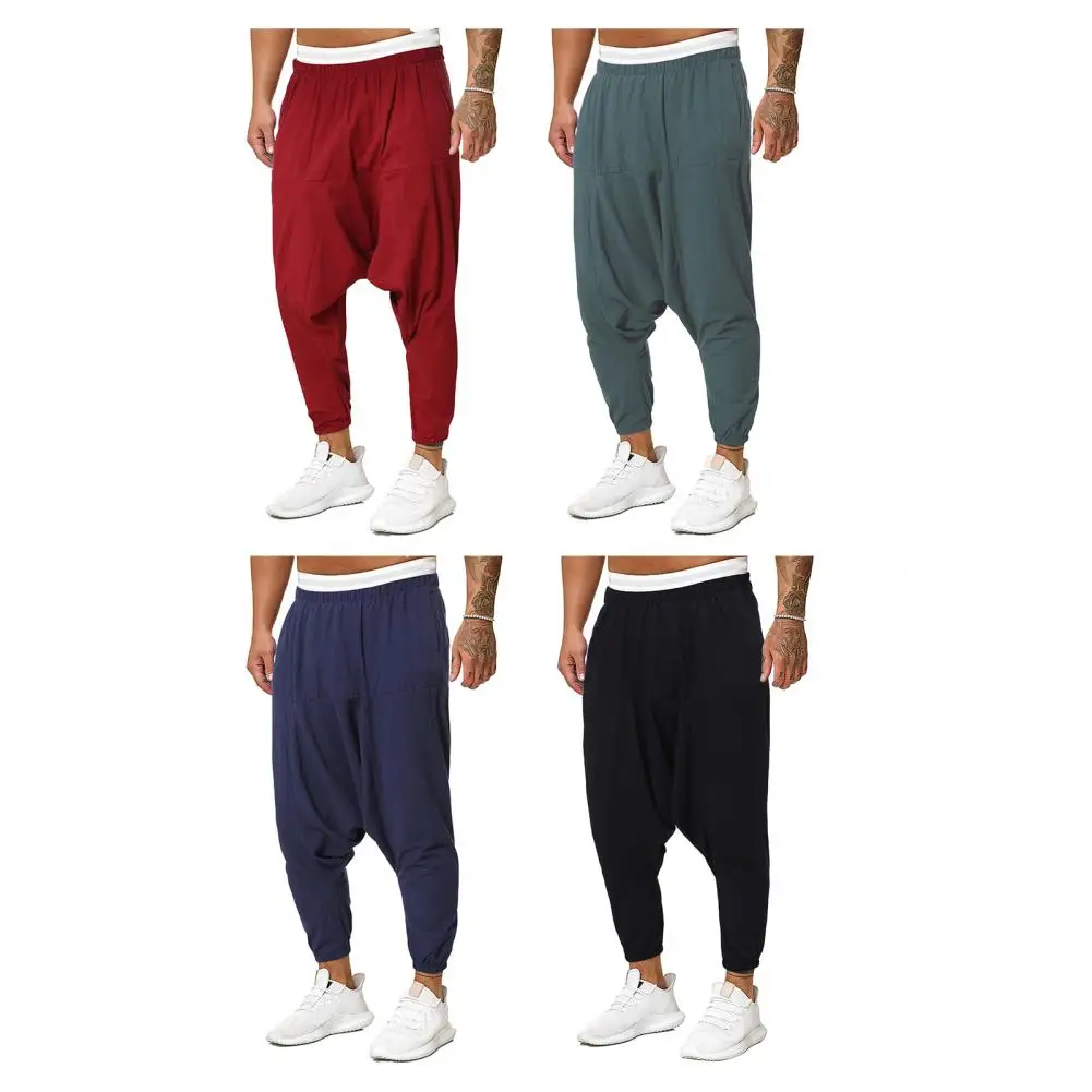 Description Picture 6 of itemCool Men Trousers Oversized Elastic Waist Pleated Deep Crotch Men Sweatpants  Cross Pants Sport