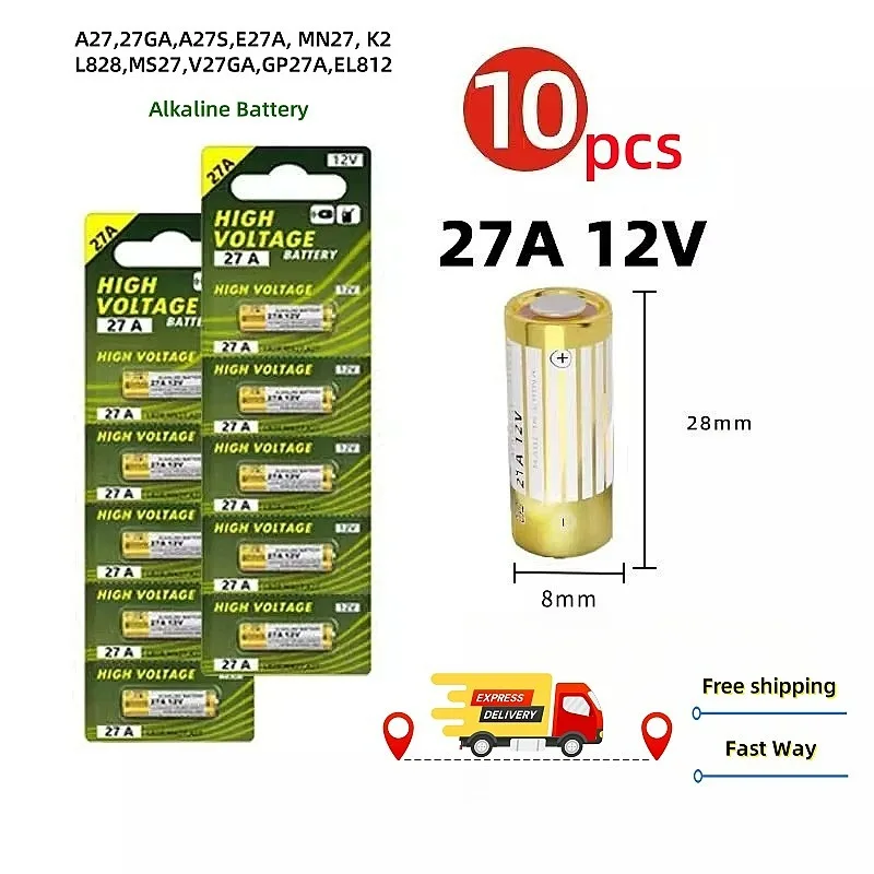 5-60PCS 12V 27A Dry Alkaline Battery A27 Batteries 27AE 27MN A2 L828 K27A for Remote Control Gamepad Flashlight Doorbell Toys