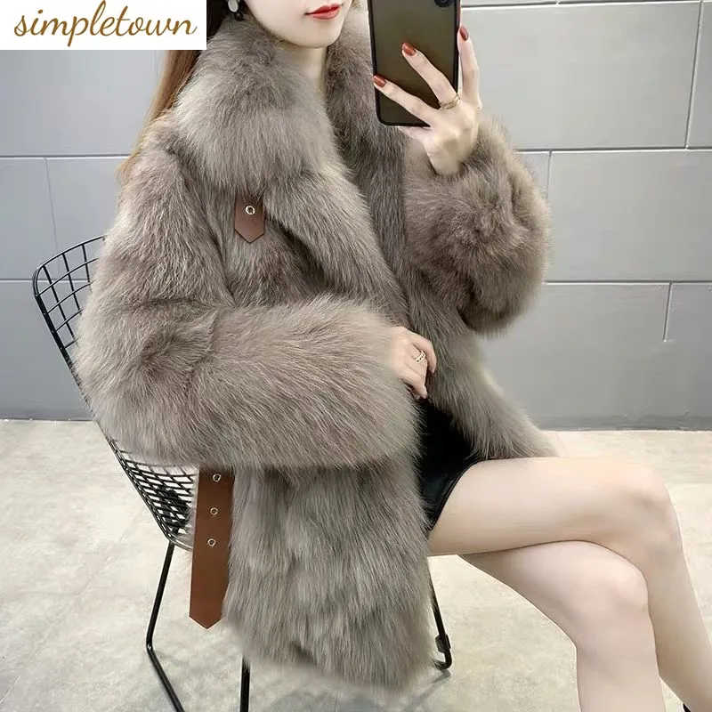 Autumn and Winter New Fur Coat Women's Mid Length Thickened and Aging Reducing Fashion Slimming Elegant Women's Coat