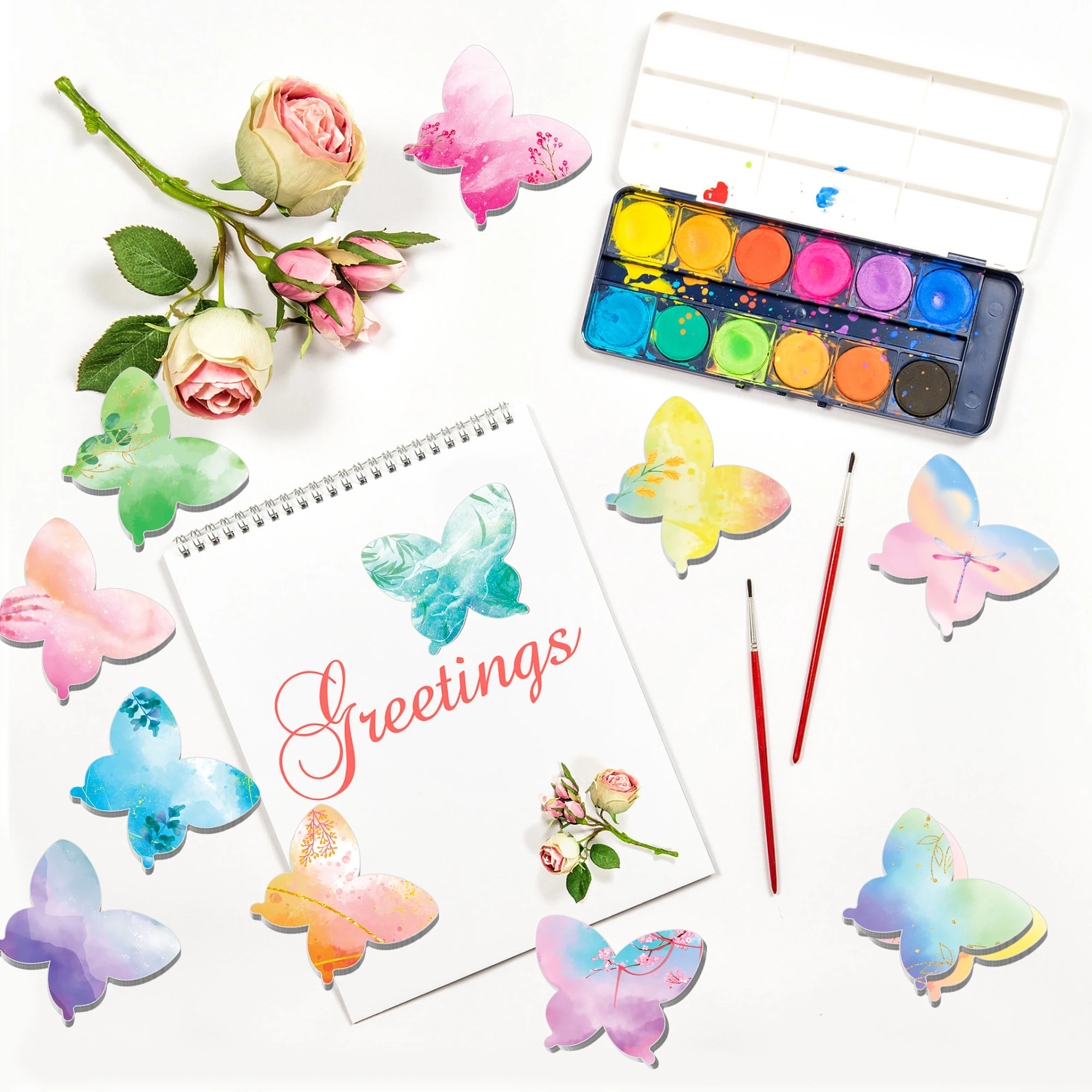 Butterfly Shaped Sticky Notes Set, Cute Self-Stick Notes Pads, Writing Memo Pads for Office Home 3
