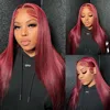 99J Burgundy 13x6 Colored HD Lace Front Wig Human Hair Wigs PrePlucked Premium Red Peruvian Straight Lace Frontal Human Hair Wig 3