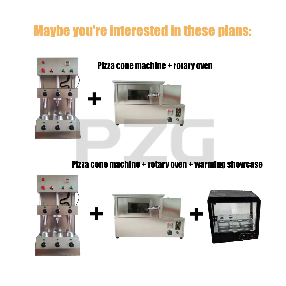 Commercial Cono Pizza Cone Making Machine 3 Cones Umbrella Shape Conical Shape Pizza Cone Machine Set With Oven