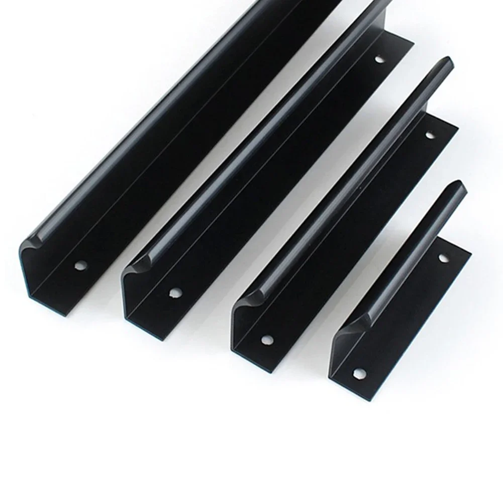 Pull Rings Edge Pull Handle Cabinet Handles For Cupboard Drawer 1pc 80-400mm Aluminum Alloy Black High-quality