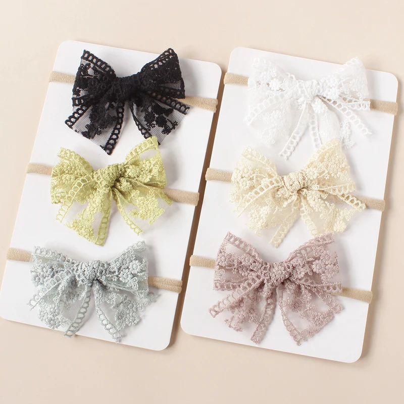 

Embroidery Bow Baby Headbands Newborns Lace Elastic Headband For Hair Girls Accessories Kids Hair Bands Toddler Korea Hairband
