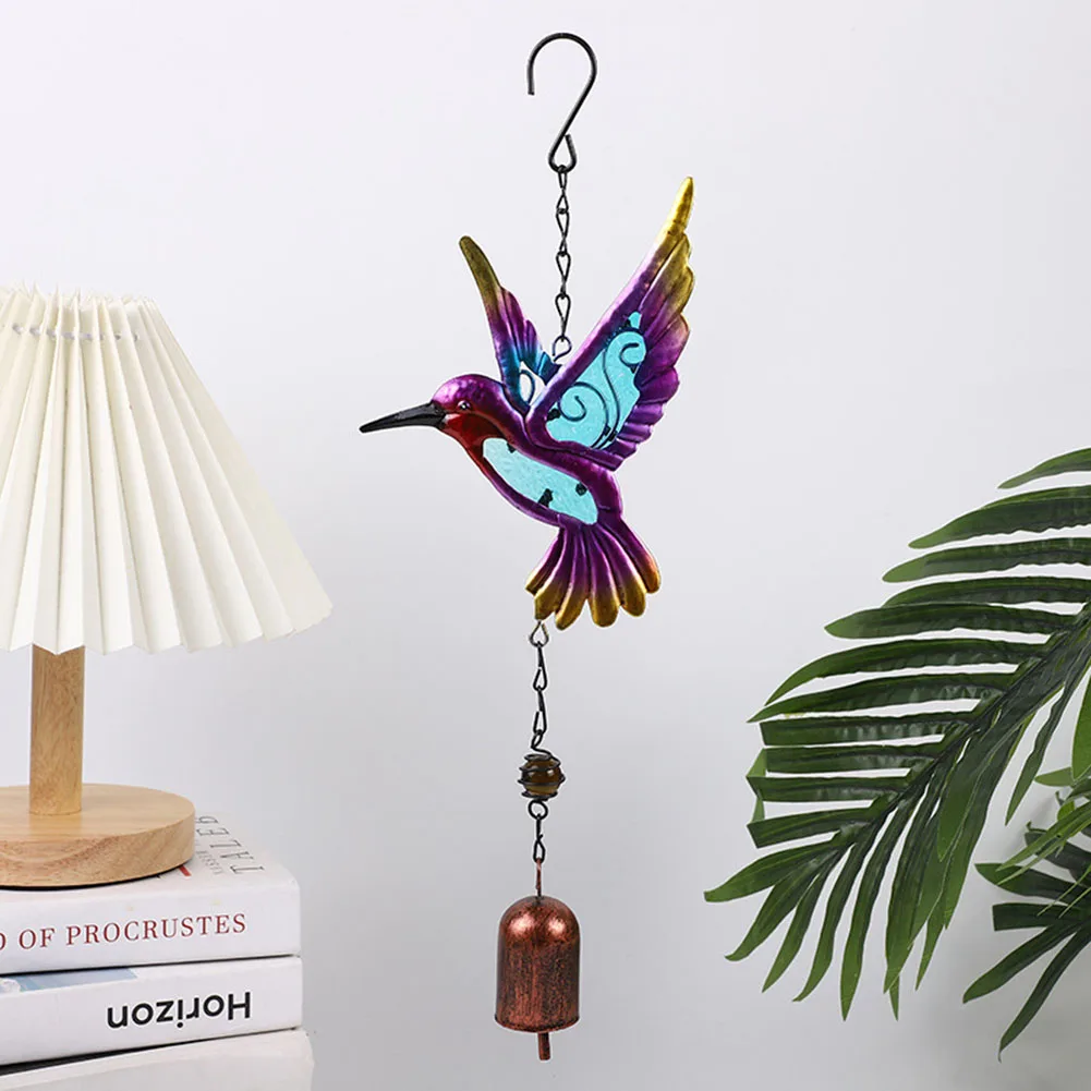 Wind Chime Hummingbirds Dragonflies Metal Glass Painted Crafts Hanging Pendants Bell Aluminum Pipe Home Courtyard Hanging Decors 3