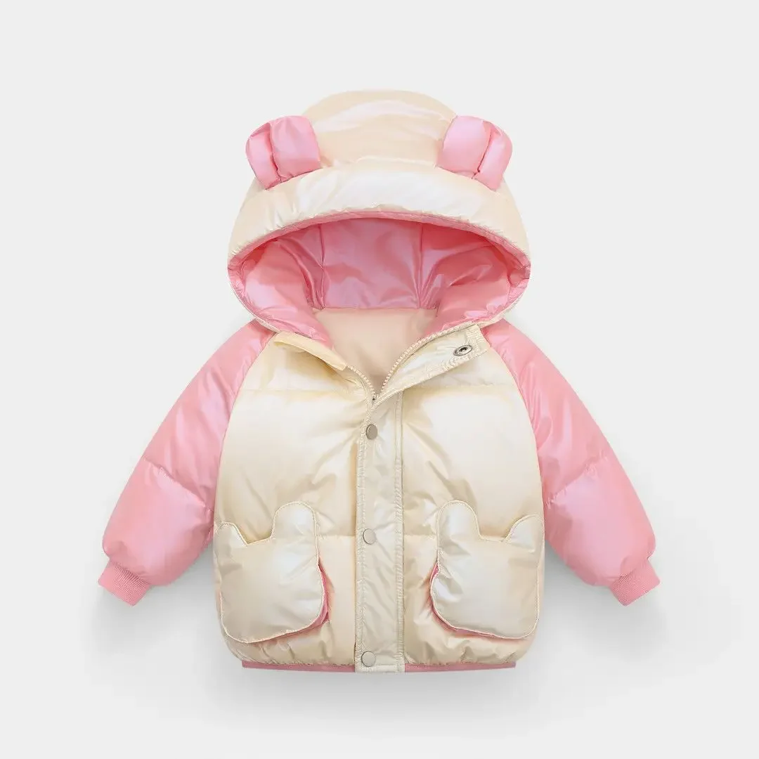 

Winter Children's Down Jacket Outer Wear Baby Boys and Girls White Duck Down Wash-Free Color Stitching Warm Children Parkas