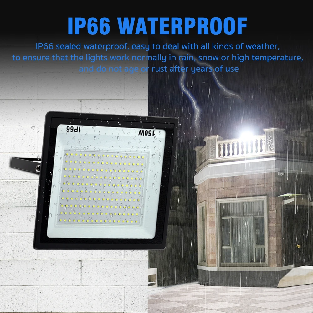 High Brightness LED Floodlight 100W 200W 300W IP66 Waterproof Flood Light For Garden Street Outdoor Lighting 3