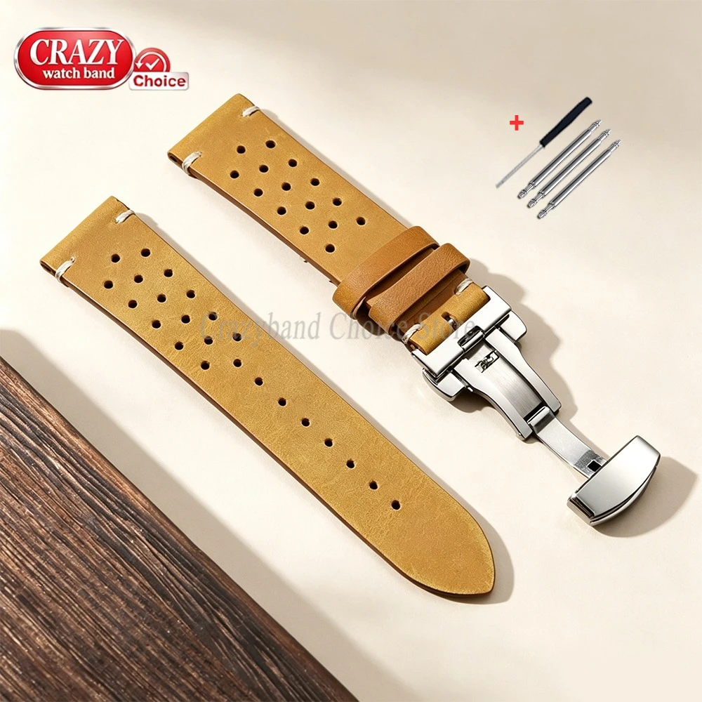Elegant Handmade Leather Watch Band - Premium Cowhide in Brown & Black