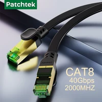 Patchtek Cat8 Flat Lan 40G RJ45 Ethernet Cable Networking F/FTP 2000Mhz Internet Lan Cord for Router Modem Internet RJ 45