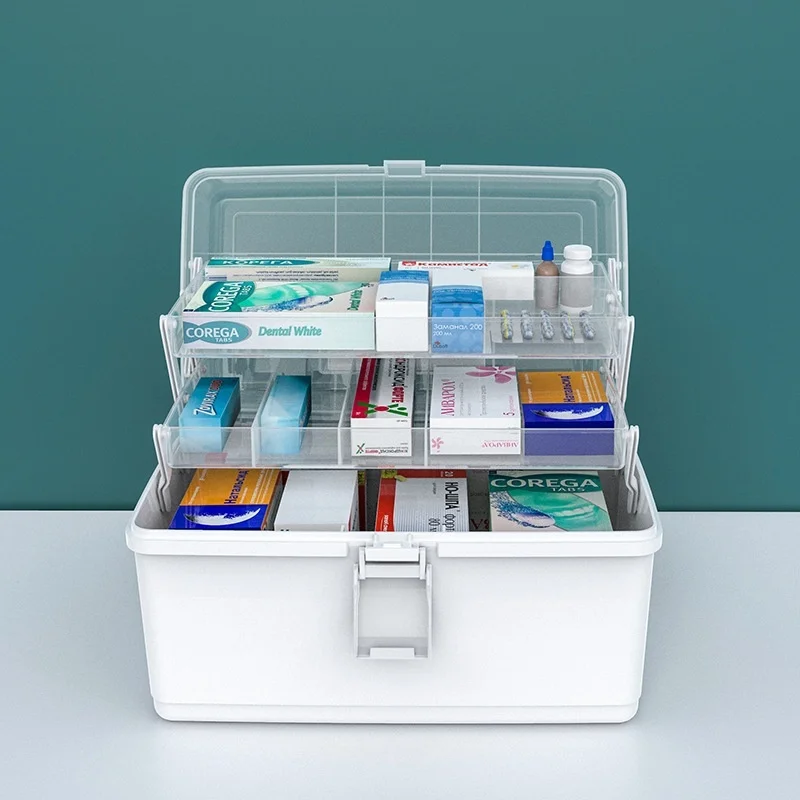 BigKing Oval Medicine Storage Box, Plastic Medicine Storage Box Oval Double  Layers Multi Grid Large Capacity Medical Box Organizer for Home