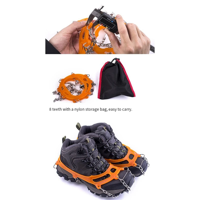 Crampons Stainless Steel Anti-Skid Ski Claws Mud Ice And Snow Anti-Skid Shoe Covers Mountaineering Anti-Skid Shoe Chains 6
