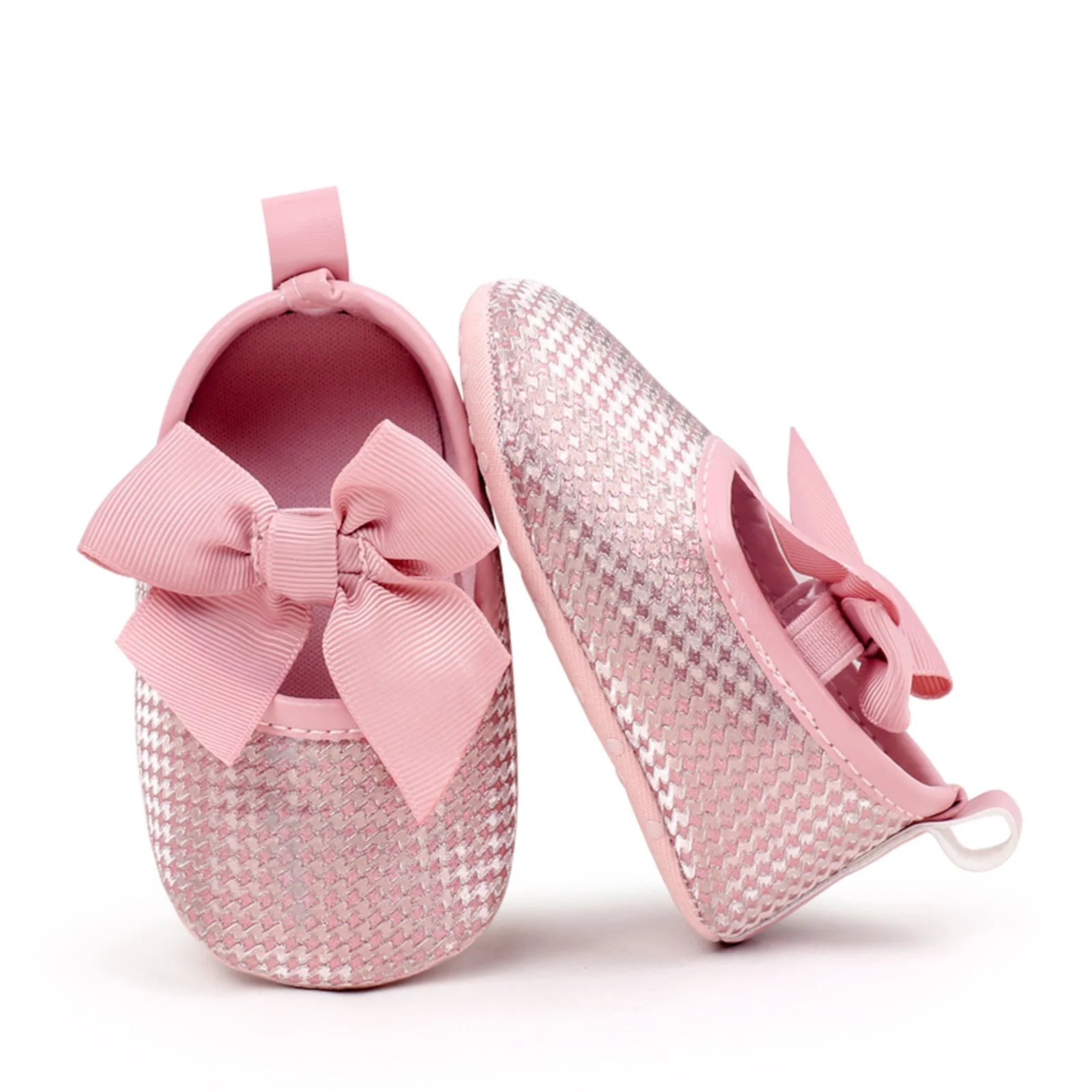 Toddler Prewalker For Baby Girl Mary Jane Shoe Flats Newborn Non-slip Soft Soles with Bows Infant Walking Toddler First Walkers 3