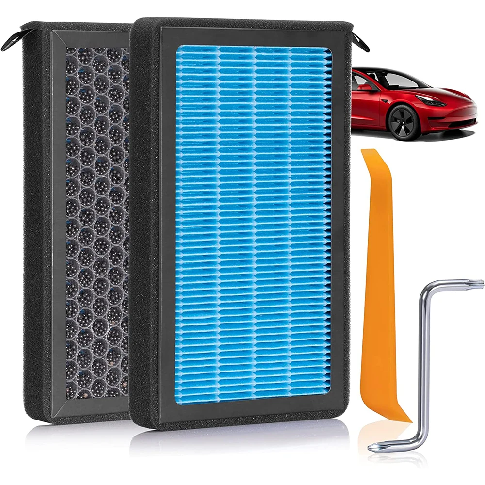 HEPA Activated Carbon Air Filter For Tesla Model 3 Y 2020 2021 2022  Honeycomb Shape And Firming Elastic Sponge HEPA Air Filters - AliExpress