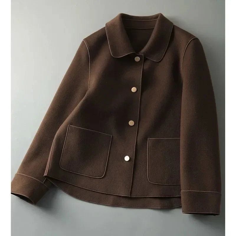 Image of Elegant Fashionable Double-sided Woolen Short Jacket For Women Loose-fit Versatile Top Spring Autumn New Arrival
