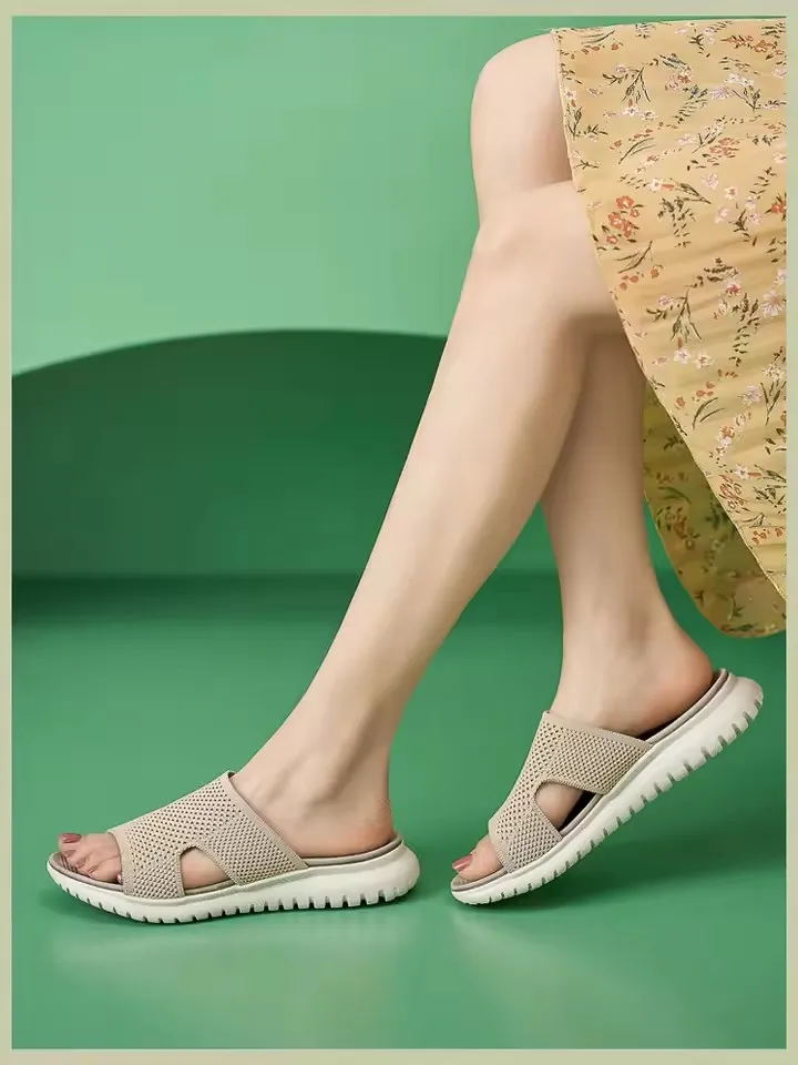 여성용 한 단어 고무 웨지 슬리퍼, 부드러운 밑창, 미끄럼 방지, 냄새 방지, 가정용 비치 슬리퍼, 욕실 슬리퍼, 여름 신상