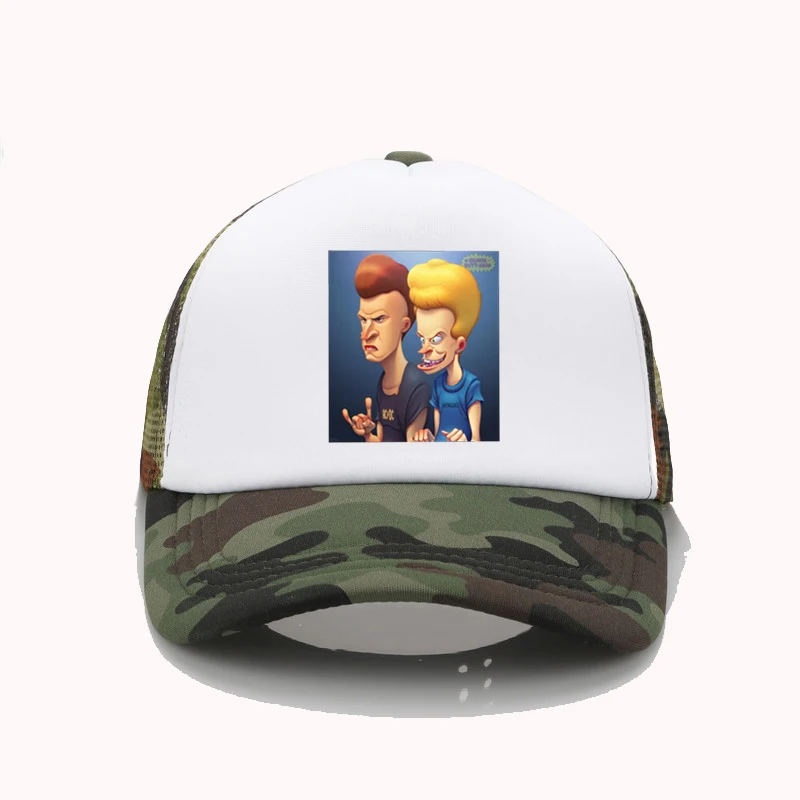 

Fashion hats Vintage 90s Beavis and Butthead Print Baseball Cap Women Men Breathable Trucker caps adjustable sunshade Dad hat