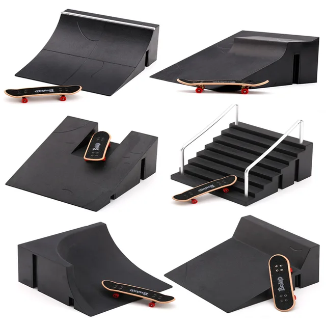 Finger Skating Board Training Games Toys with Ramp Parts Track Toys Fingerboard mini skateboard park Toys with Ramp Parts 1