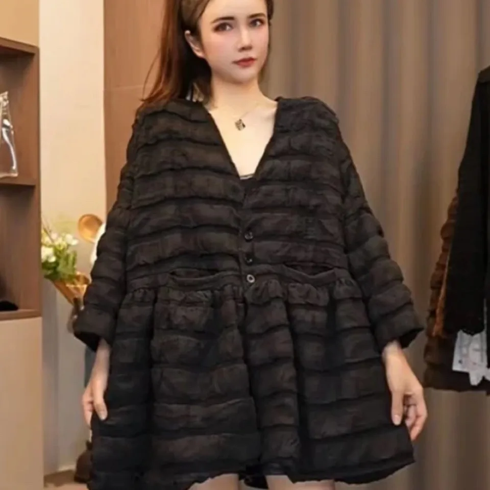 Fashion V-neck Pregnant Woman Ball Gown Coats Plus Size A-line Maternity Cotton Outwear Long Sleeve Loose Pregnancy Jackets