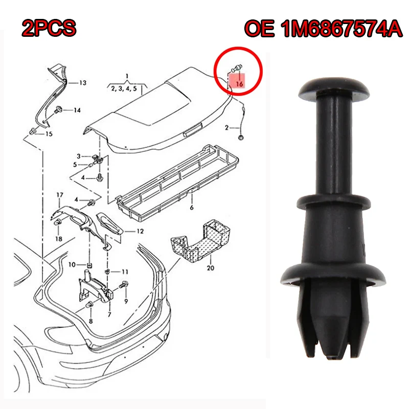 2X Per Vw Golf Mk5 Mk6 Tigaun 5N Mk1 Polo 6R 6C 2G Up T-Cross Portapacchi String Clips Holder Pivot Hanger 1M6867574A