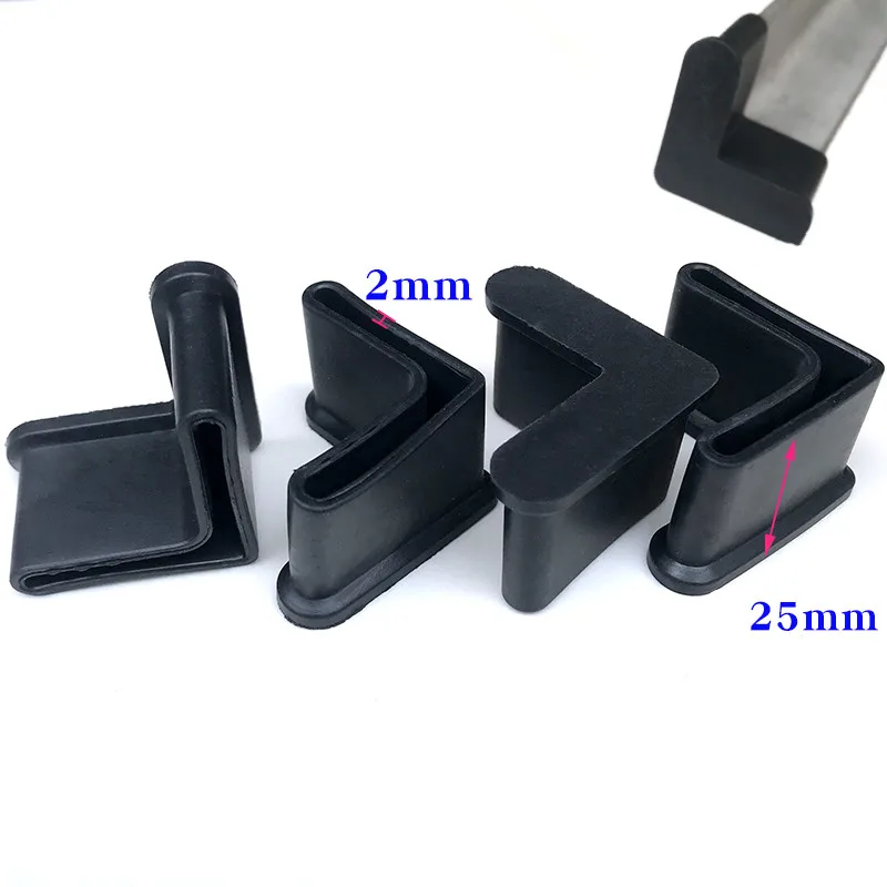 Rubber Cover L-shaped Triangle Angle Iron End Cap Socks 4pcs 25x25mm Anti Scratch Shelf Table Chair Feet Leg Pad Floor Protector Chair Leg Caps Chair Leg Protector