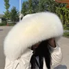 Winter 100% Real Fox Fur Straight Collar Winter Natural Hood Trims Decor Scarf For Coat Parkaks Warm Scarves Luxury Female Shawl 3