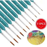 11pcs Miniature Paint Brushes Art Painting Brushes Weasel Hair Paint Brush Gouache Watercolor Oil Paints Hand Painted New 1
