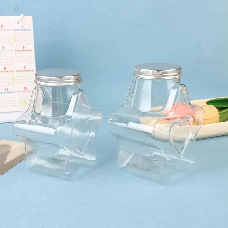Star Shaped Doll Ornament Storage Box Plastic Bottle With Lids Food Storage Container Wide Mouth Jar Reusable Cookie Container