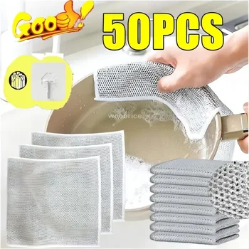 Commercio all'ingrosso di filo di acciaio in metallo stracci panno cucina di casa pentola lavastoviglie strofinaccio a doppia faccia panni per la pulizia asciugamano Scrubber Rag 1