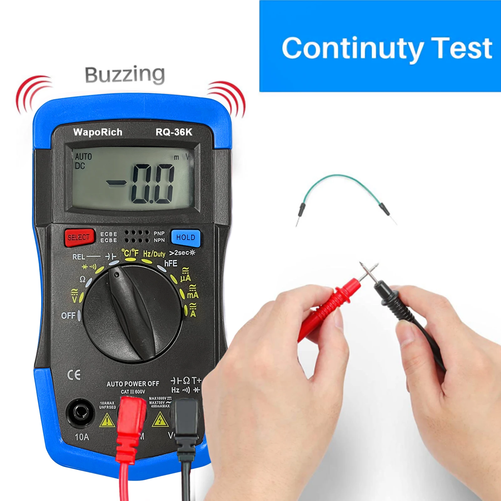 Multimeter Tester TRMS 4000 Counts Digital Multimeter with DC AC Voltmeter and Ohm Volt Amp Meter ; Measures Voltage, Current