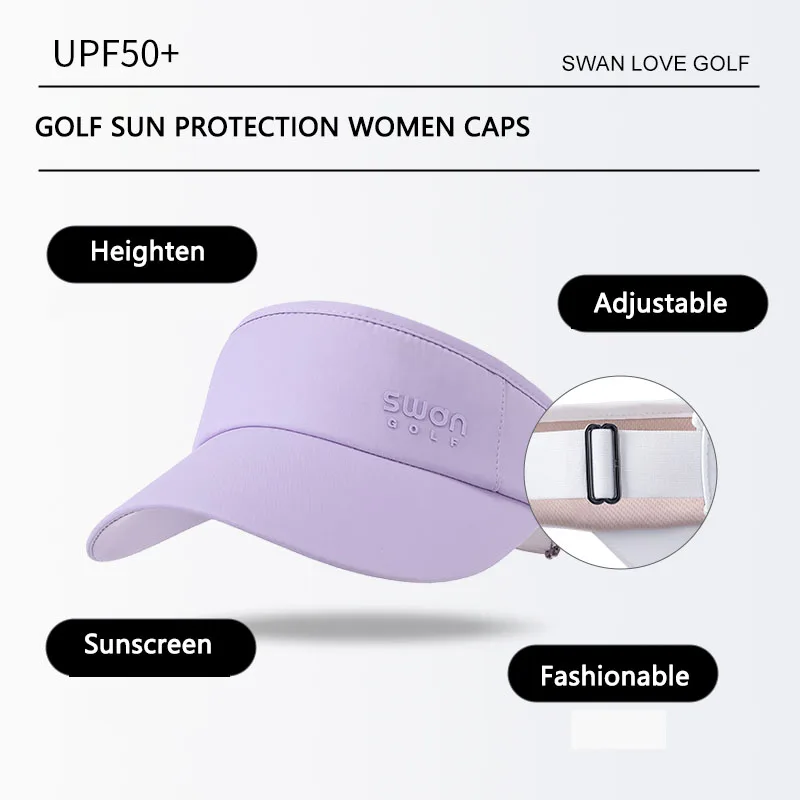 SG Women Sports Sun Visor Hats Sunscreen Golf Caps Breathable UV-proof Golf Empty Tops Hat Big Brim Cap Lady Anti-sweat Headwear