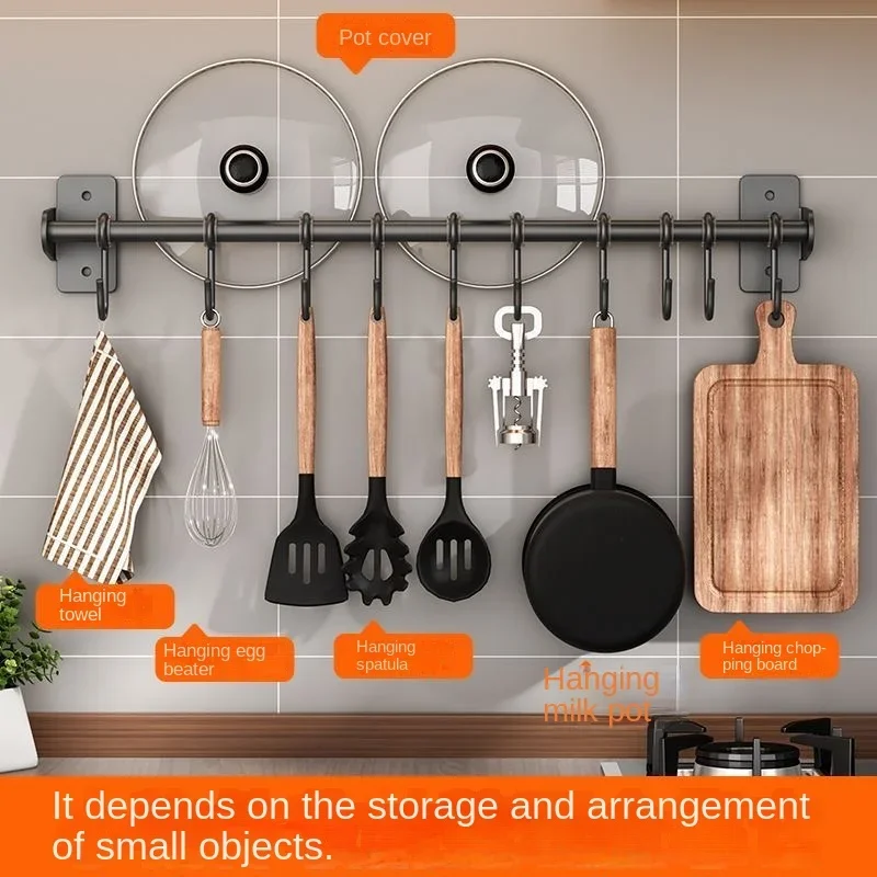 Kitchen Racks for Pots and Pans Wall Mounted Kitchen Rack Stainless Steel Lid Cook Utensil Hanger Sliding Hooks for Spoon kitchen storage rack kitchen organizer